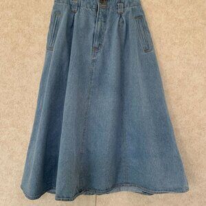Styles To Go VTG Long Jean Skirt Size 10 Pleated, Pockets